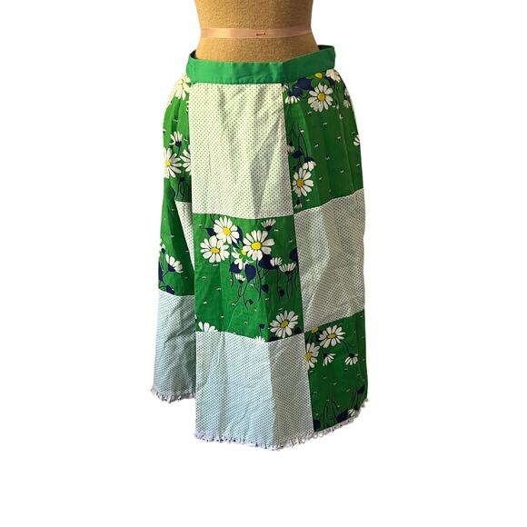 Vintage 70s patchwork wrap skirt midi reversible daisy boho prairie cottage core - Picture 2 of 9